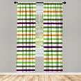 thumbnail image 1 of Ambesonne Striped Curtains, Geometric Brush Style Art, Pair of 28"x63", Green Purple, 1 of 2