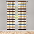 thumbnail image 1 of Ambesonne Striped Curtains, Geometric Brush Style Art, Pair of 28"x63", Yellow Blue, 1 of 2