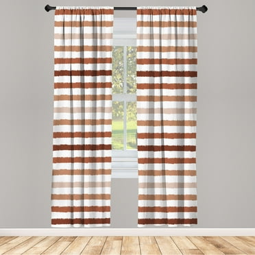 Ambesonne Striped Curtains, Geometric Brush Style Art, Pair of 28"x95", Pale Redwood