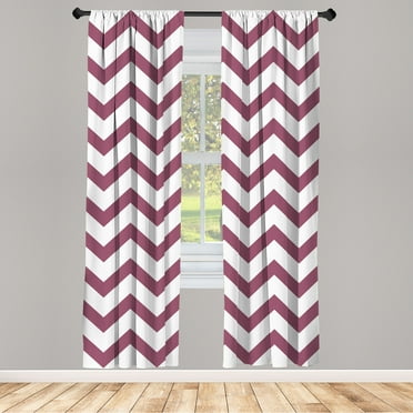 Ambesonne Striped Curtains, Modern Summer Zigzag Tile, Pair of 28"x63", Mauve Taupe