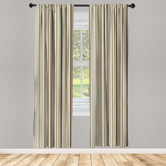 Ambesonne Striped Curtains, Print of Colorful Stripes, Pair of 28"x95", Dark Khaki