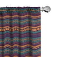 thumbnail image 1 of Ambesonne Striped Curtains, Retro Aztec Art, Pair of 28"x63", Teal Plum and Orange, 1 of 5