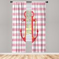 thumbnail image 1 of Ambesonne Striped Curtains, Ship Anchor Chain Marine, Pair of 28"x63", Pastel Pink, 1 of 2