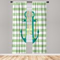thumbnail image 1 of Ambesonne Striped Curtains, Ship Anchor Chain Marine, Pair of 28"x84", Dark Turquoise, 1 of 2