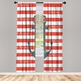 thumbnail image 1 of Ambesonne Striped Curtains, Ship Anchor Chain Marine, Pair of 28"x95", Dark Coral, 1 of 2