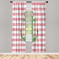 thumbnail image 1 of Ambesonne Striped Curtains, Ship Anchor Chain Marine, Pair of 28"x95", Pink Green, 1 of 2