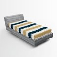 thumbnail image 1 of Ambesonne Striped Fitted Sheet, Navy Blue Beige Brush, Twin XL Size, Petrol Blue White Beige, 1 of 3