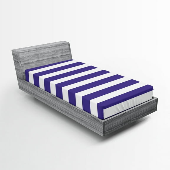 Ambesonne Striped Fitted Sheet, Navy Nautical Marine, Twin Size, Purple