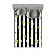 thumbnail image 1 of Ambesonne Striped Fitted Sheet & Pillow Sham Set, Vertical Lines Stars, Queen, Black White and Yellow, 1 of 2