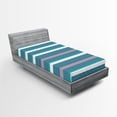 thumbnail image 1 of Ambesonne Striped Fitted Sheet, Turquoise Teal Pattern, Twin Size, Teal White, 1 of 3