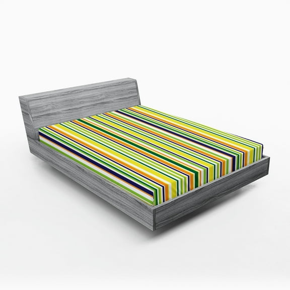 Ambesonne Striped Fitted Sheet, Vibrant Lines Pattern, Queen Size, Multicolor