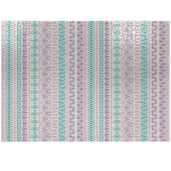 Ambesonne Striped Jigsaw Puzzle, Geometric Art, Heirloom-Quality Fun Activity for Family Durable Cardboard, 1000 pcs, Lilac Turquoise