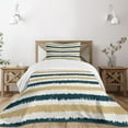 thumbnail image 1 of Ambesonne Striped Quilted Bedspread Set 2 Pcs, Navy Blue Beige Brush, Twin Size, Petrol Blue White Beige, 1 of 5