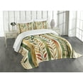 thumbnail image 1 of Ambesonne Striped Quilted Bedspread Set 3 Pcs, Modern Leafy Jungle Lines, King Size, Green Khaki Cinnamon, 1 of 4