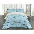 thumbnail image 1 of Ambesonne Striped Quilted Bedspread Set 3 Pcs, Turtle Blue Aquatic, Queen Size, Blue Navy, 1 of 5