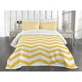 thumbnail image 1 of Ambesonne Striped Quilted Bedspread Set 3 Pcs, Wavy Horizontal Art, Queen Size, Yellow and White, 1 of 5