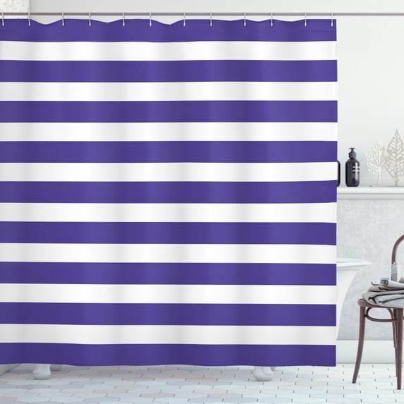 Ambesonne Striped Shower Curtain, Navy Nautical Marine, 69"Wx84"L, Purple