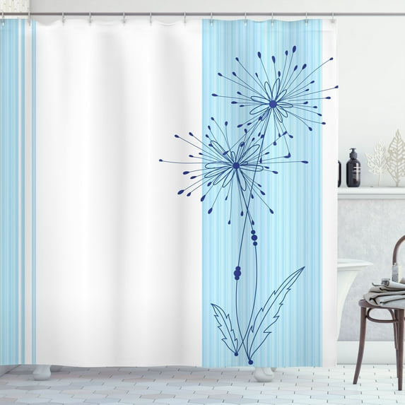 Ambesonne Striped Shower Curtain, Vertical Long Lines, 69"Wx75"L, Pale Blue