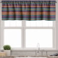 thumbnail image 1 of Ambesonne Striped Valance Pack of 2, Retro Aztec Art, 42"X12", Teal Plum and Orange, 1 of 5