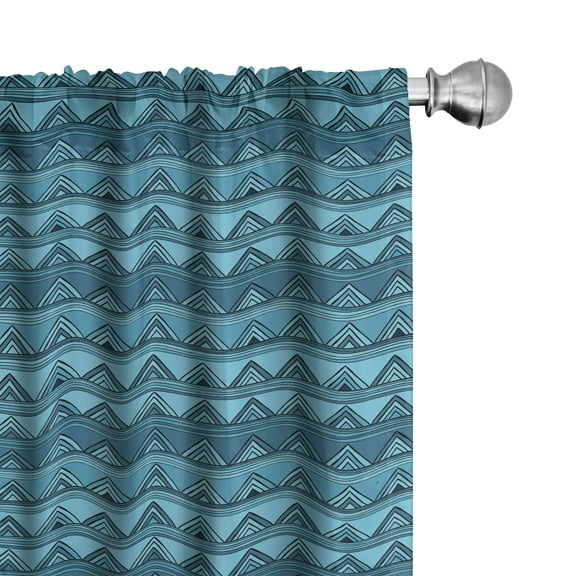 Ambesonne Stripes Curtains, Doodle Style Triangles, Pair of 28"x63", Blue and Pale Blue