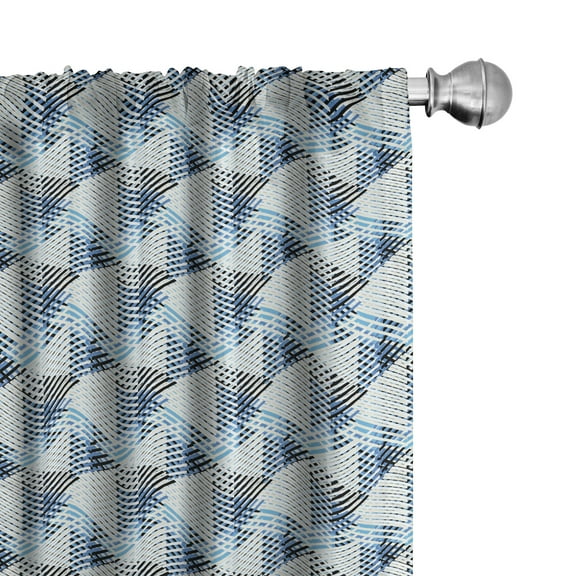 Ambesonne Stripes Curtains, Eighties Lines Design, Pair of 28"x95", Cream Blue Pale Blue
