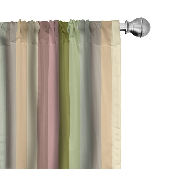 Ambesonne Stripes Curtains, Pastel Colored Bands, Pair of 28"x84", Multicolor