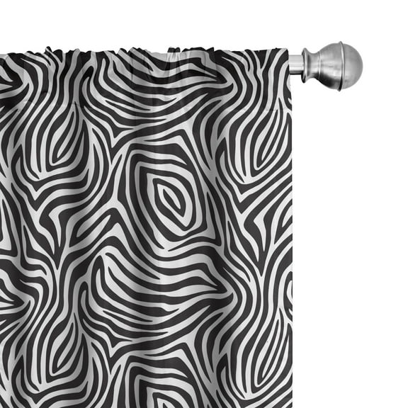 Ambesonne Stripes Curtains, Zebra Skin Pattern, Pair of 28"x63", Black White