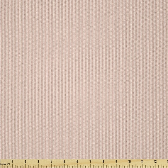 Ambesonne Stripes Fabric by the Yard Microfiber, Ornamental Retro Pattern, 1 Yard, Pale Peach and Rose