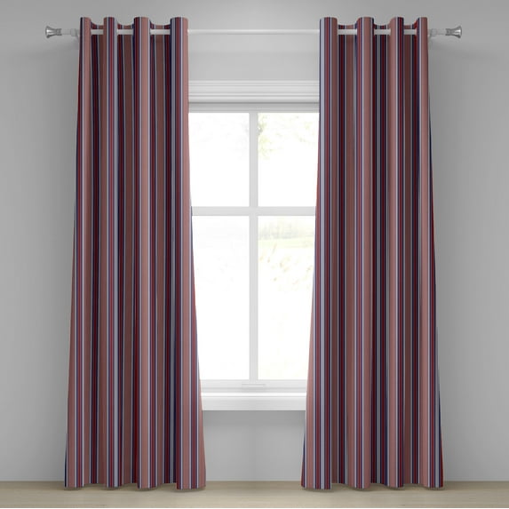 Ambesonne Stripes Grommet Curtain, Vertical Barcode Lines, 50" x 96", Ruby Navy Blue Grey