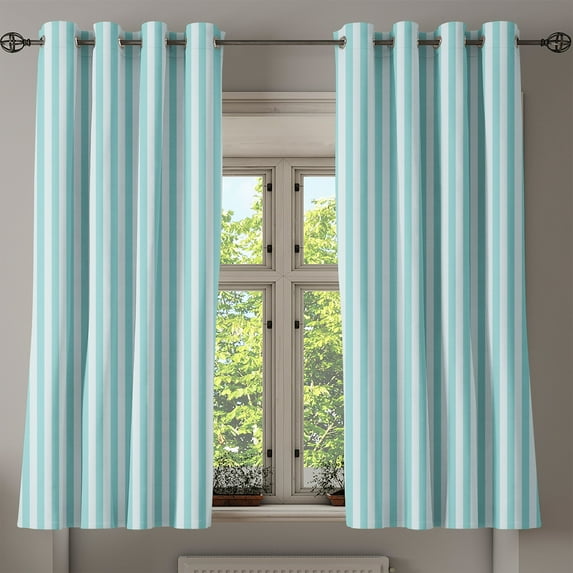 Ambesonne Stripes Grommet Curtain, Vertical Line Pattern, 50" x 54", Pale Blue Pale Sea Green