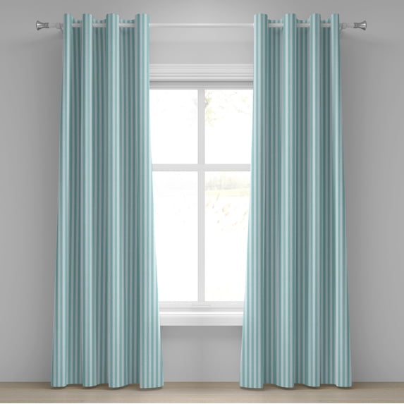 Ambesonne Stripes Grommet Curtain, Vertical Line Pattern, 50" x 96", Pale Blue Pale Sea Green