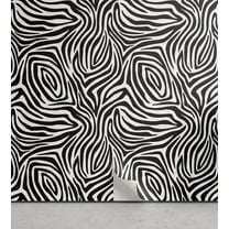 Ambesonne Stripes Peel & Stick Wallpaper for Home, Zebra Skin Pattern, 13"x72", Black White