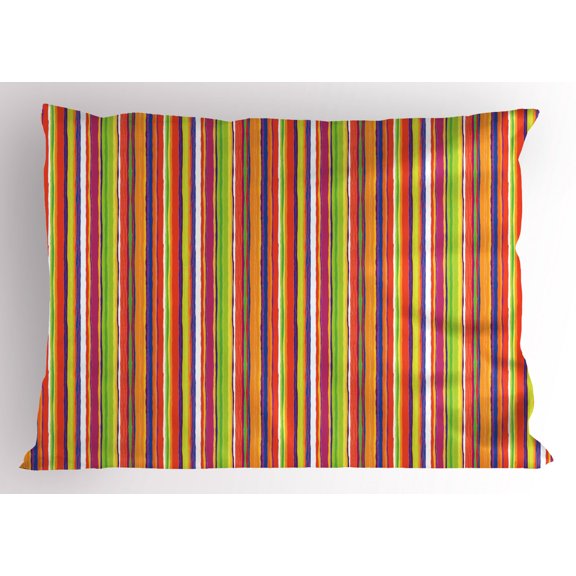 Ambesonne Stripes Pillow Sham, Barcode Style Lines, 26" X 20", Multicolor