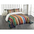 thumbnail image 1 of Ambesonne Stripes Quilted Bedspread Set 3 Pcs, Retro Colorful Bands, Queen Size, Multicolor, 1 of 5