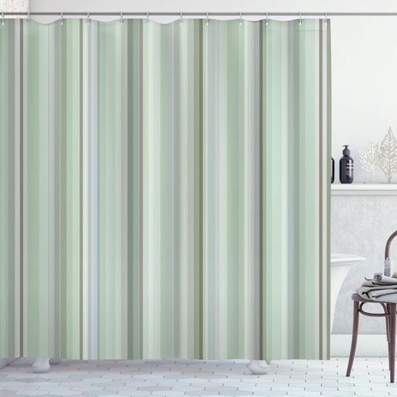 Ambesonne Stripes Shower Curtain, Abstract Ocean Lines Print, 69"Wx70"L, Pale Green