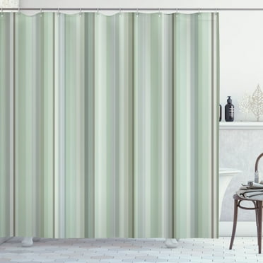 Ambesonne Stripes Shower Curtain, Abstract Ocean Lines Print, 69"Wx75"L, Pale Green