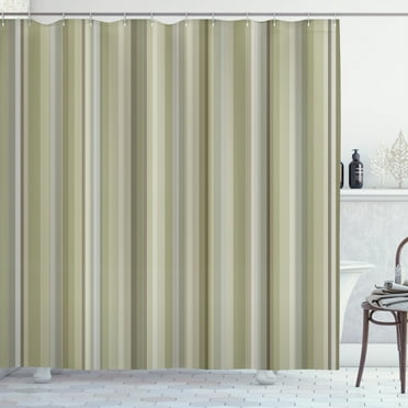 Ambesonne Stripes Shower Curtain, Abstract Ocean Lines Print, 69"Wx75"L, Pale Green