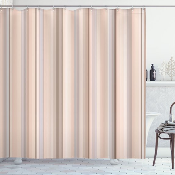 Ambesonne Stripes Shower Curtain, Abstract Ocean Lines Print, 69"Wx84"L, Champagne