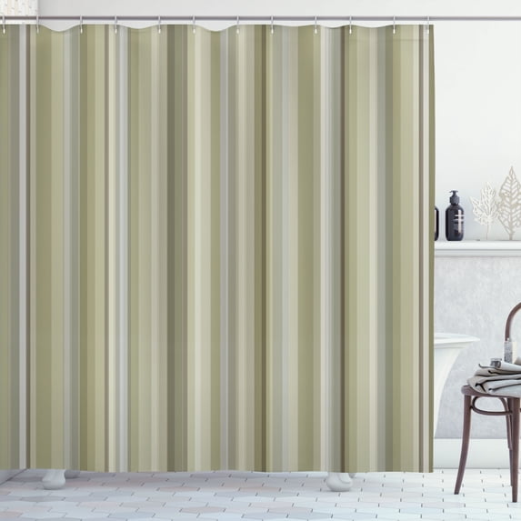 Ambesonne Stripes Shower Curtain, Abstract Ocean Lines Print, 69"Wx84"L, Pale Green