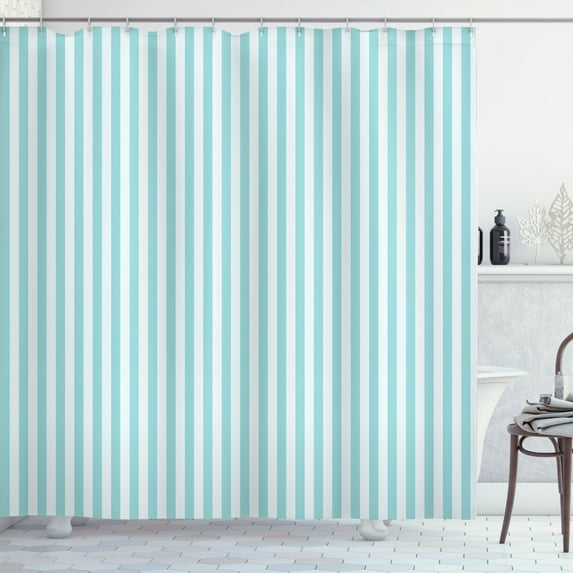 Ambesonne Stripes Shower Curtain, Vertical Line Pattern, 69"Wx75"L, Pale Blue Pale Sea Green
