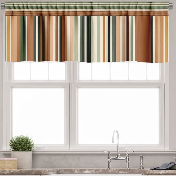 Ambesonne Stripes Window Valance, Surreal Lines Hipster Print, 42" X 18", Pale Caramel Laurel Green