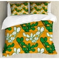 thumbnail image 1 of Ambesonne Succulent Duvet Cover Set, Cactus Plant Silhouettes, 2-Calking, Marigold Jade Green, 1 of 7