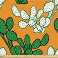 thumbnail image 1 of Ambesonne Succulent Fabric by the Yard Upholstery, Cactus Plant Silhouettes, 5 Yards, Marigold Jade Green, 1 of 1