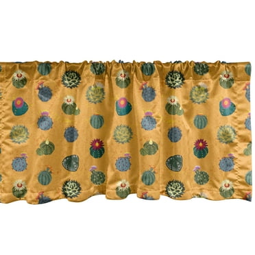 Ambesonne Succulent Window Valance, Exotic Floral Cactus Art, 54" X 18", Marigold and Multicolor