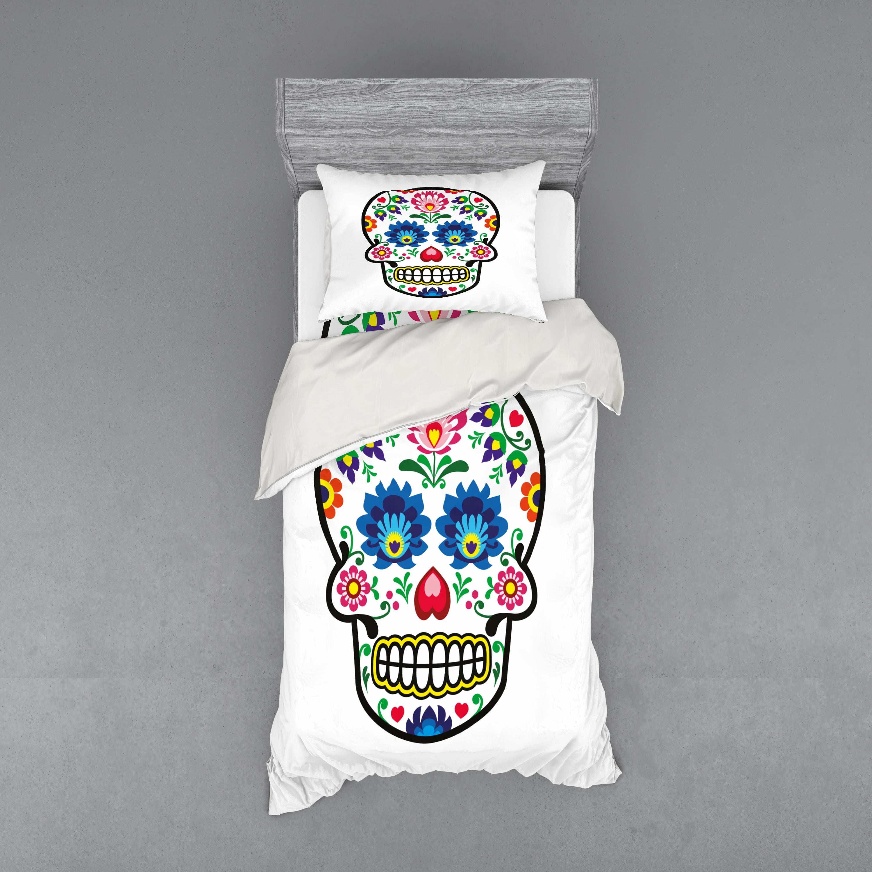 Ambesonne Sugar Skull Bedding Set 3 Pcs, Polish Folk Art, Twin ...