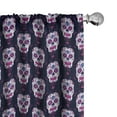 thumbnail image 1 of Ambesonne Sugar Skull Curtains, Day of the Dead Mexico, Pair of 28"x95", Dark Night Blue and Magenta, 1 of 4