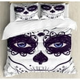 thumbnail image 1 of Ambesonne Sugar Skull Duvet Cover Sets, Make up Girl, 2-King, Black White and Blue, 1 of 7