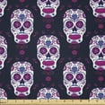 thumbnail image 1 of Ambesonne Sugar Skull Fabric by the Yard Microfiber, Day of the Dead Mexico, 1 Yard, Dark Night Blue and Magenta, 1 of 2