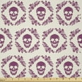 thumbnail image 1 of Ambesonne Sugar Skull Fabric by the Yard Microfiber, Maroon Motif Flowers, 10 Yards, Fuchsia Cream, 1 of 4