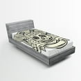 thumbnail image 1 of Ambesonne Sugar Skull Fitted Sheet, Calavera Diamond, Twin XL Size, Cream Grey Black, 1 of 3